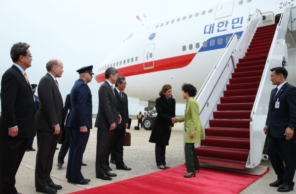 Arrival at Andrews Air Force base in Washington, D.C.
