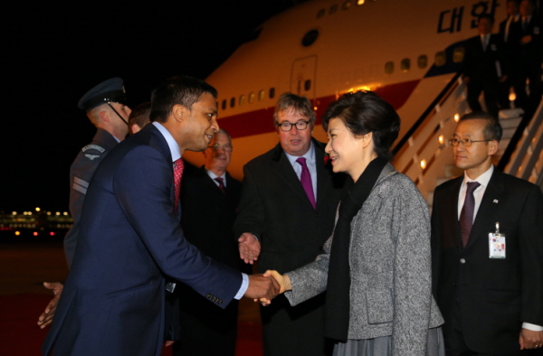 Arrival at Heathrow Airport in London 